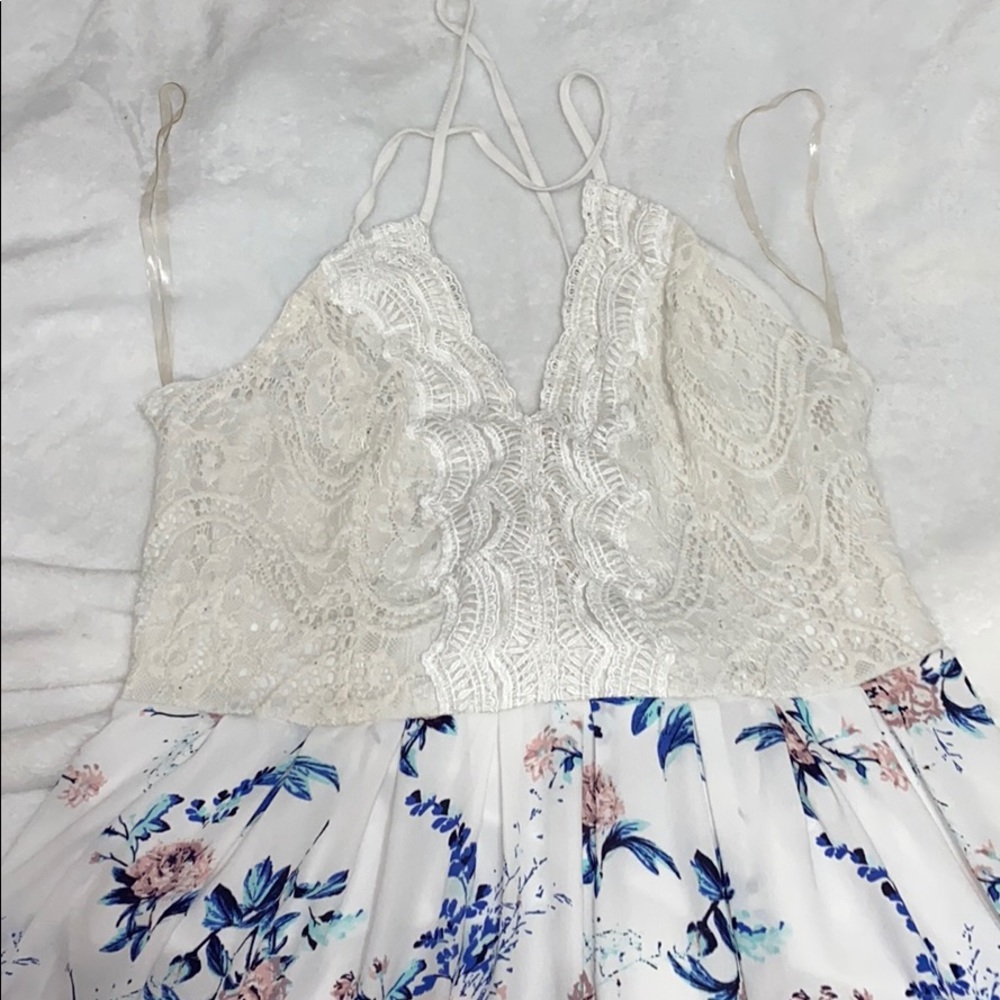 White floral dress.